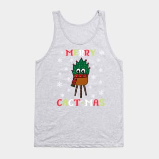 Merry Cact Mas - Christmas Cactus With Scarf Tank Top